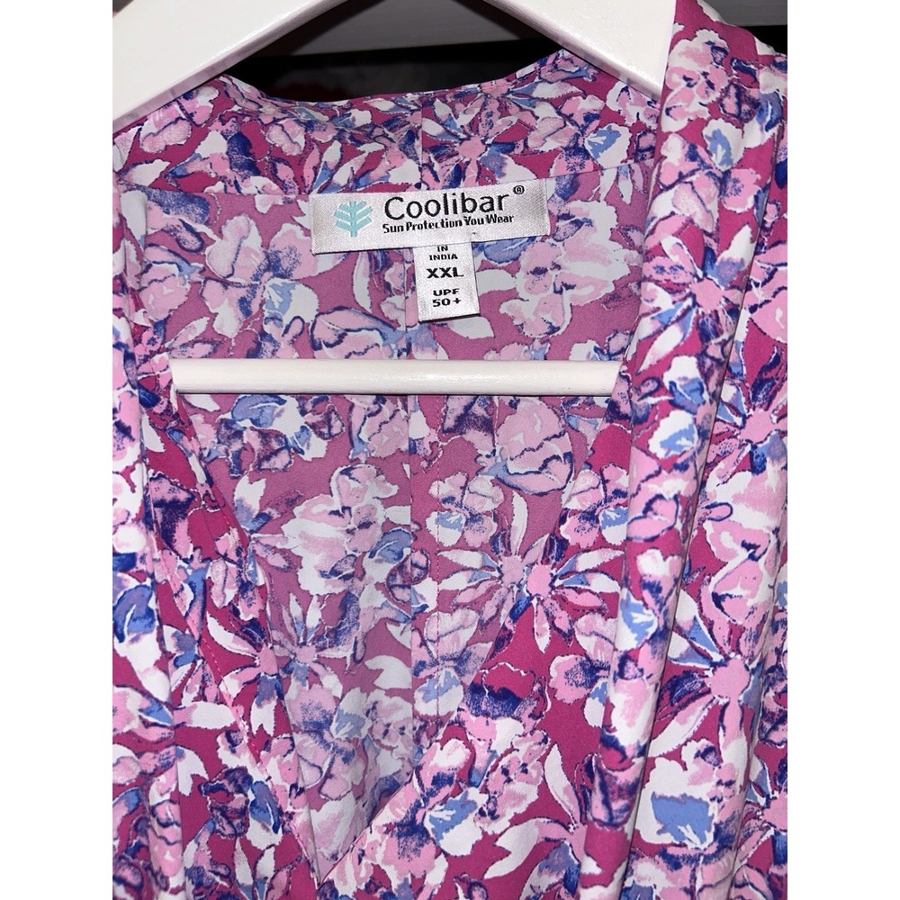 Coolibar Dress Size XXL Black UPF 50+ Colorful Pink Lightweight Tie Waist‎ - Picture 2 of 6
